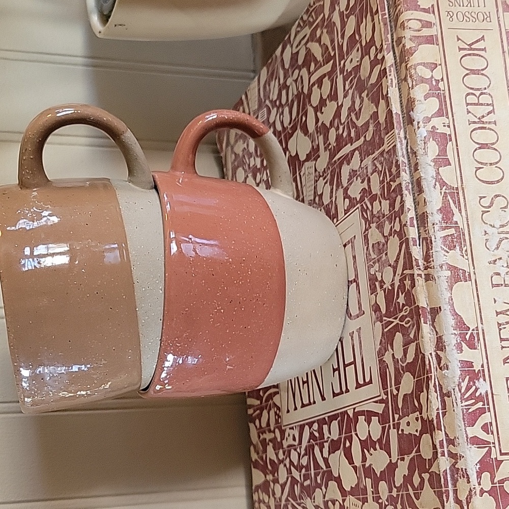 Set of 2 Speckled Stoneware Glazed Coffee Mugs 3"